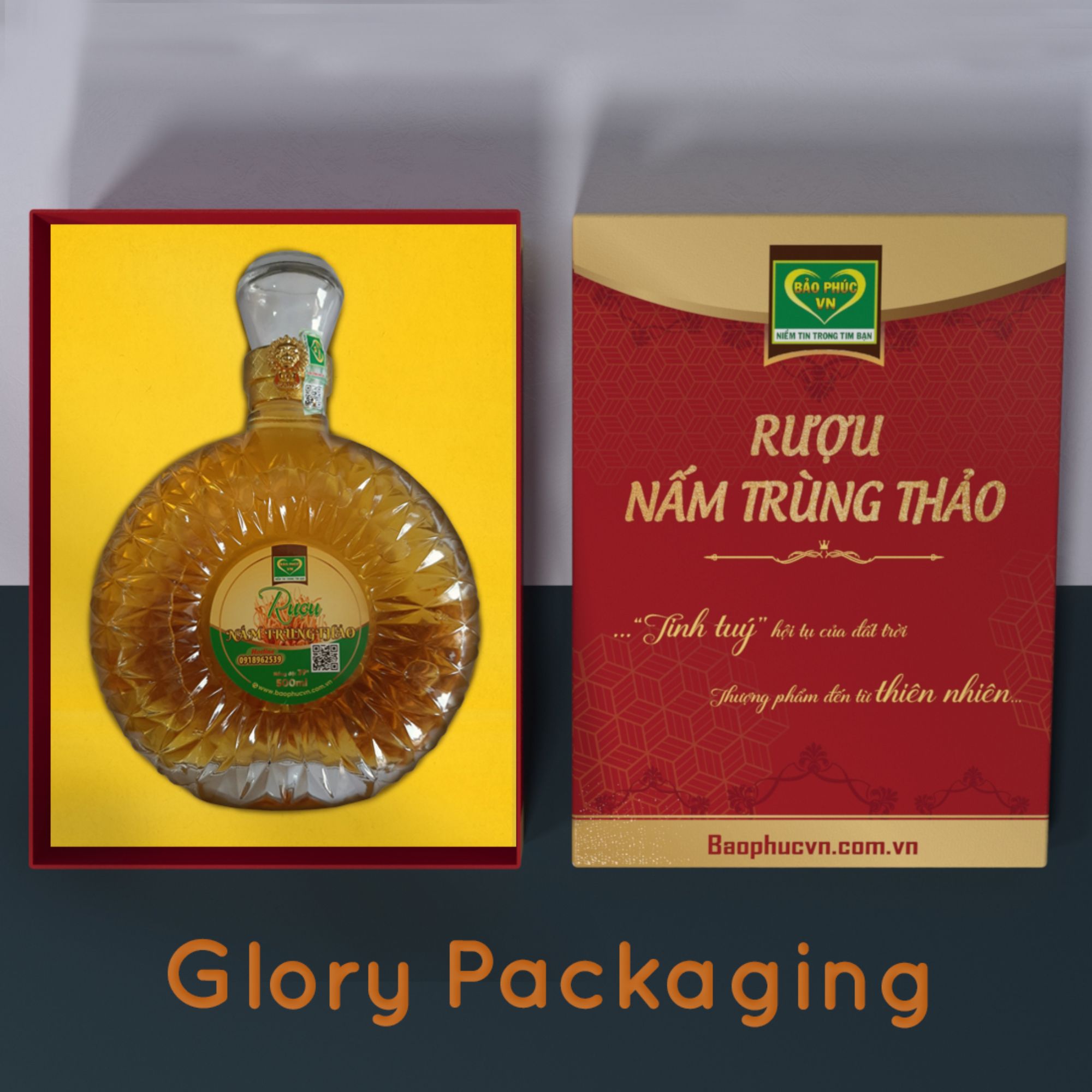 Hộp cứng nắp âm dương đựng rượu đông trùng hạ thảo