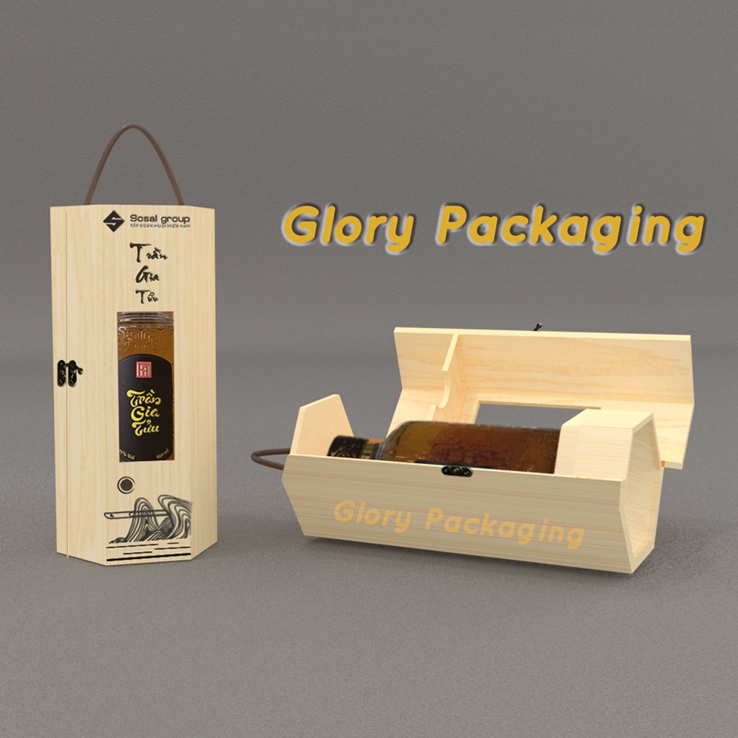 Hộp rượu thuốc gỗ thông hình lục giác