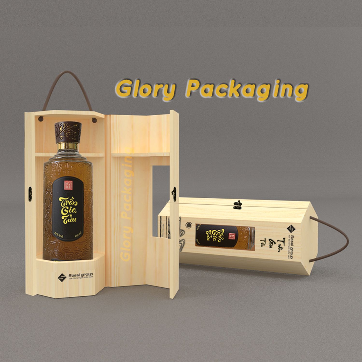 Hộp rượu thuốc gỗ thông hình lục giác