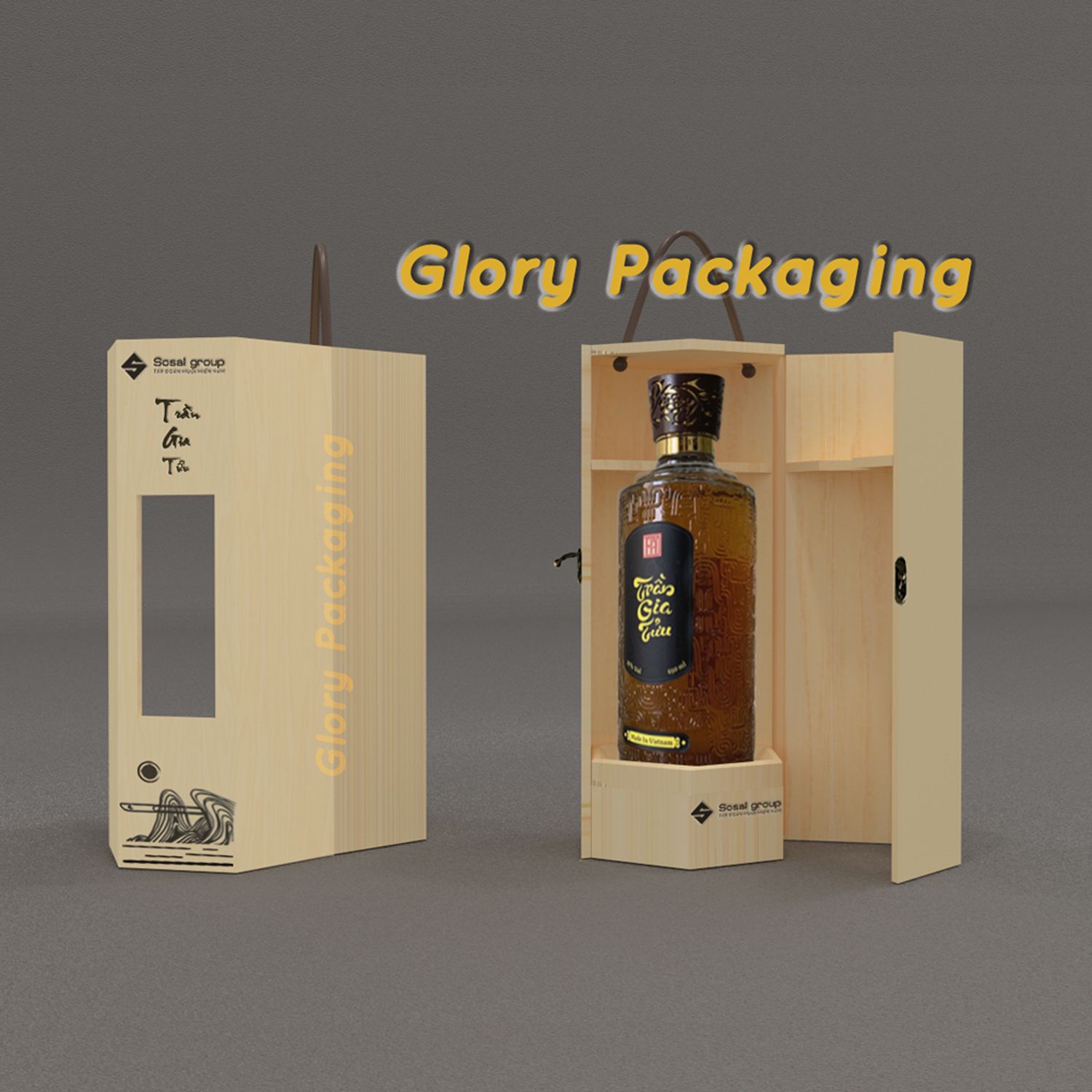 Hộp rượu thuốc gỗ thông hình lục giác