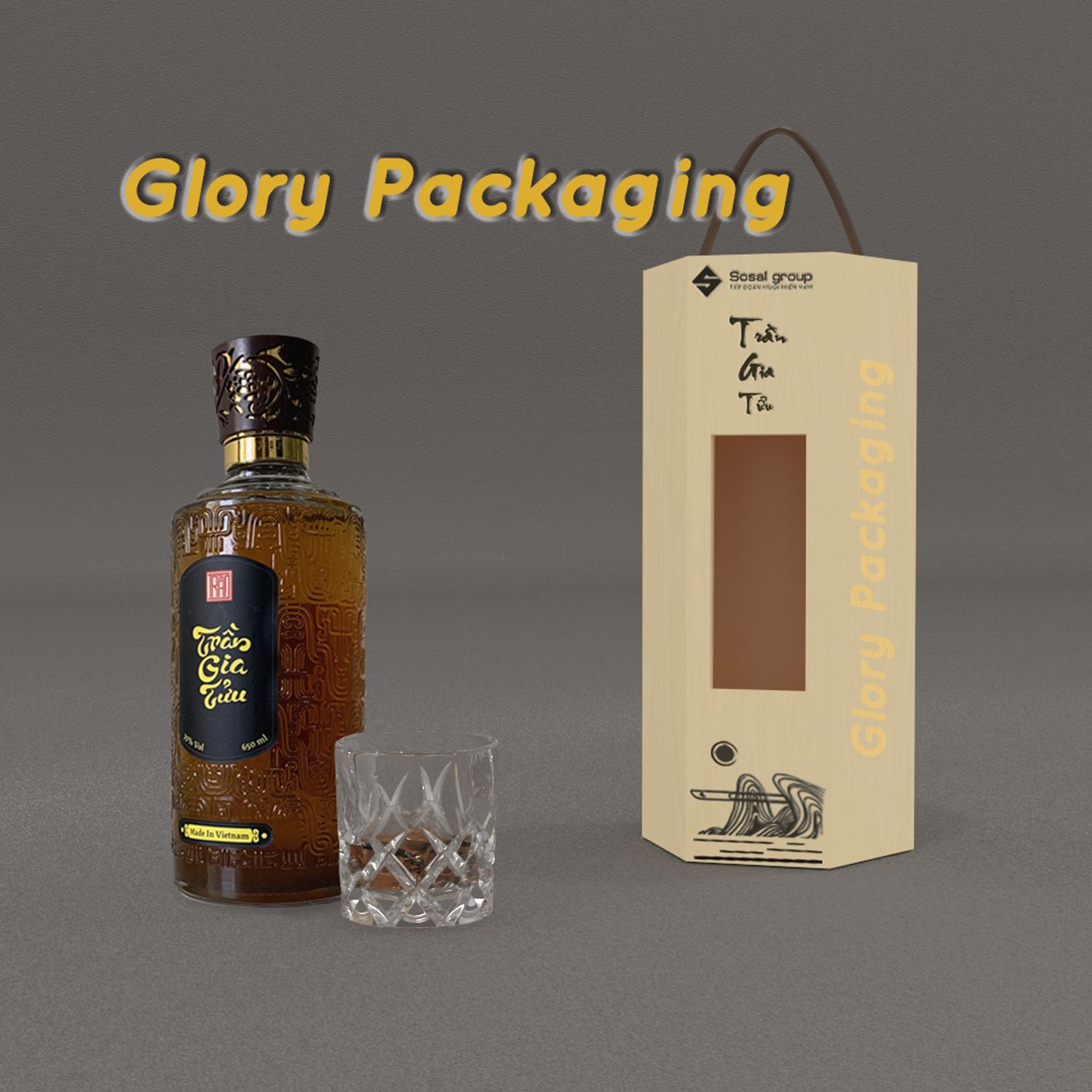 Hộp rượu thuốc gỗ thông hình lục giác