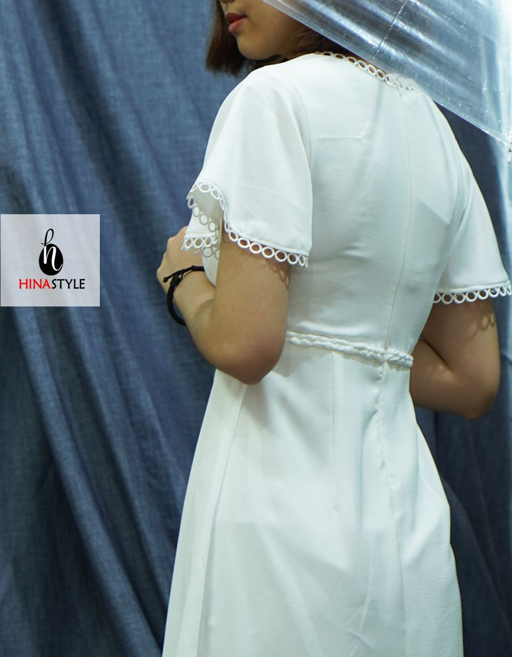 Đầm diềm ren tết dây eo