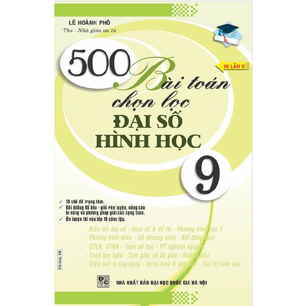 500 Bài Toán Chọn Lọc Đại Số Hình Học Lớp 9