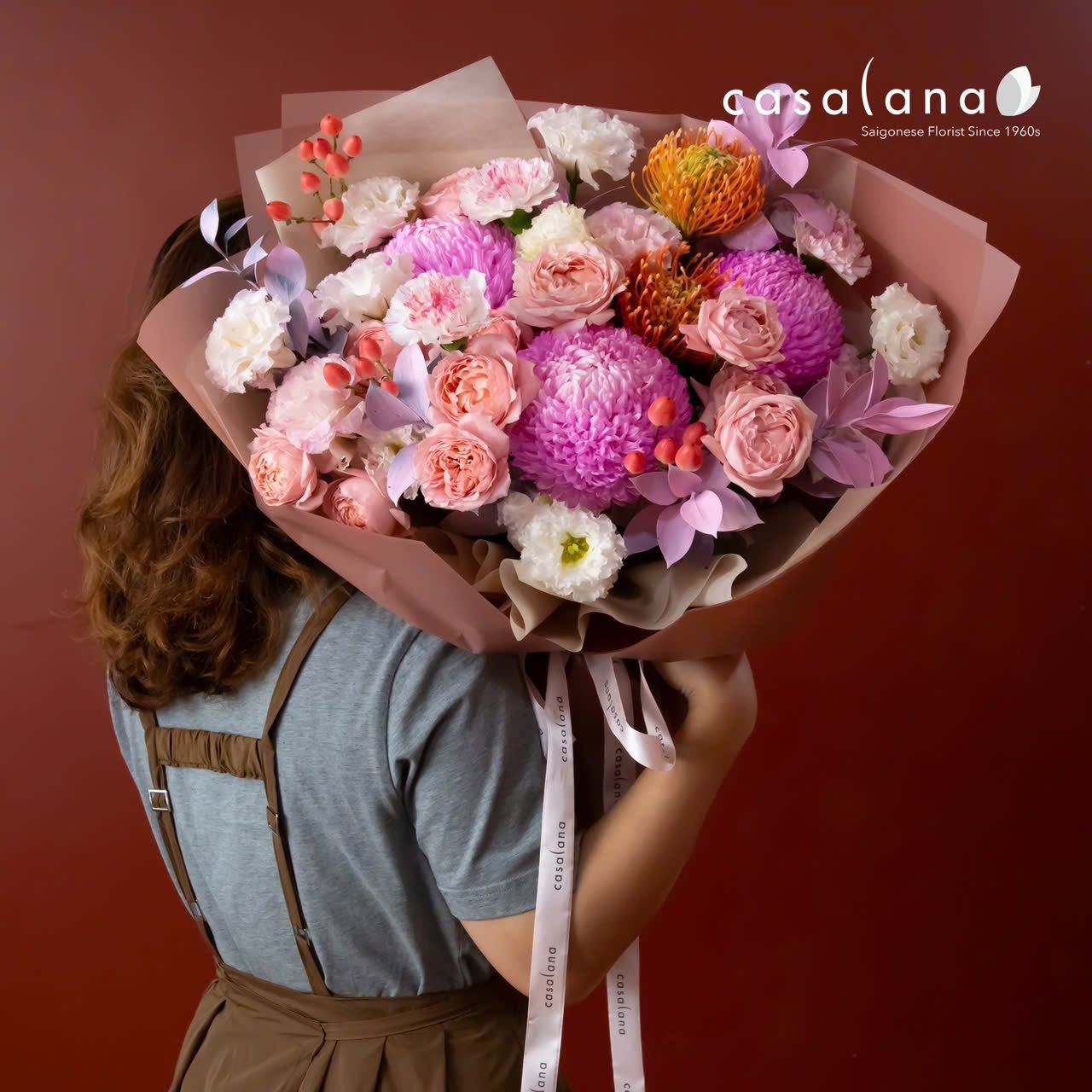 Bó Hoa Tone Hồng Cam Mix San Hô