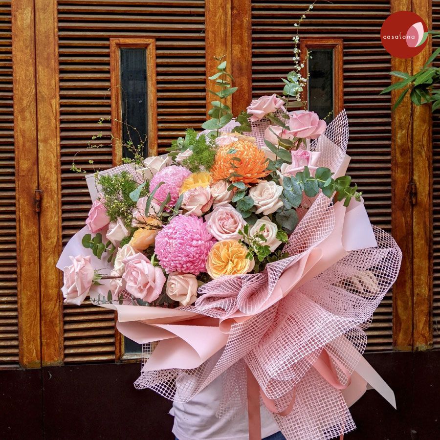 Bó hoa cúc mẫu đơn mix Garden