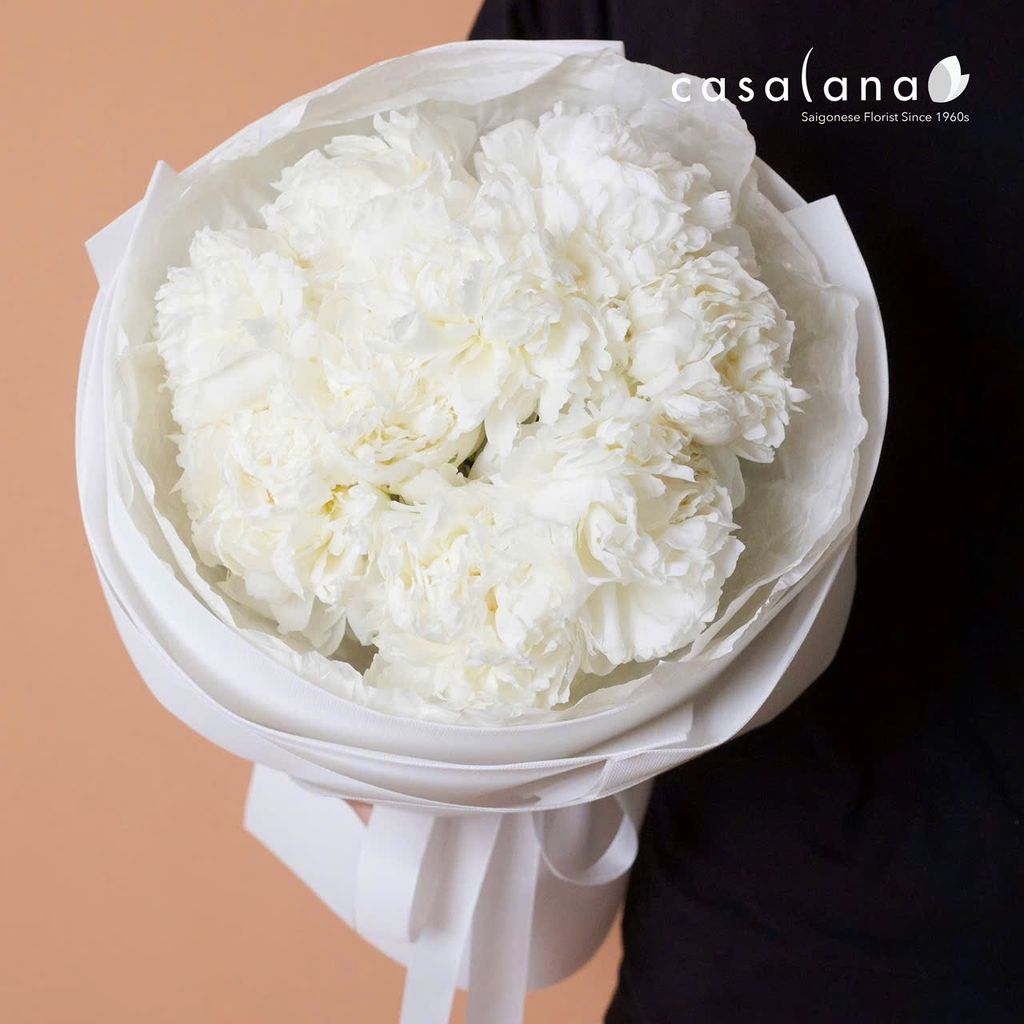 Bó Peony Trắng 9