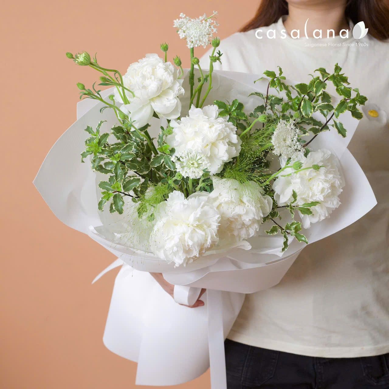 Bó 5 Peony Trắng