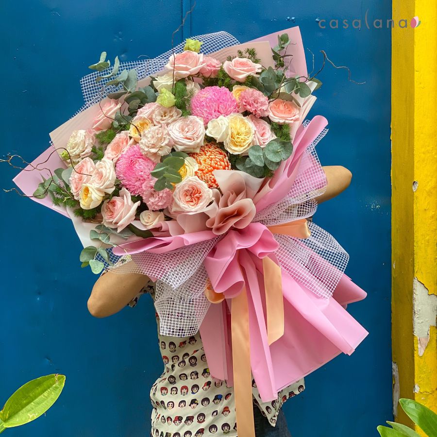 Bó hoa cúc mẫu đơn mix Garden