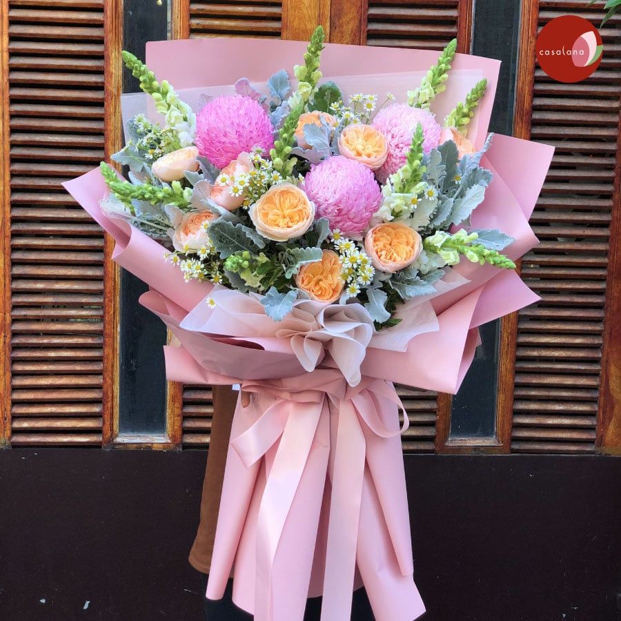 Bó Cúc Mẫu Đơn Hồng Mix Juliet