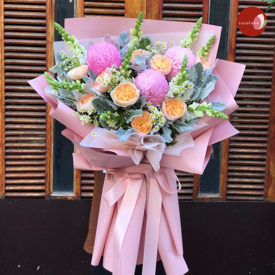 Bó Cúc Mẫu Đơn Hồng Mix Juliet