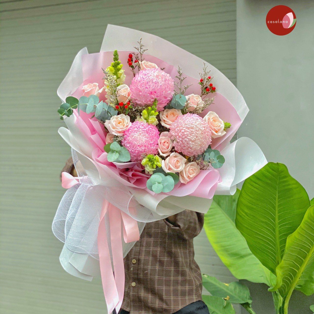 Bó Cúc Mẫu Đơn Hồng LX