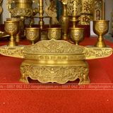Bộ đồ thờ đầy đủ bằng đồng vàng đậm cao 60cm - Bộ đồ thờ gia tiên