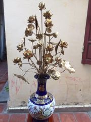 Bó hoa sen đồng 30 cành màu hun nâu cao 70cm trang trí ban thờ