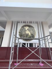 Mặt trống đồng vàng CNC DK167cm - Mặt trống treo phòng họp, hội nghị tại công an quận Gò Vấp