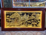 Tranh Cội Nguồn đồng vàng dát KT 237x127cm - Tranh quê hương