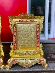Bài vị ảnh thờ đồng vàng mộc cao 61cm  | Đồ thờ bằng đồng đẹp