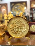 Tranh đĩa hoa sen để bàn đồng mạ vàng 24K đế đồng DK 20cm - Quà tặng hoa sen