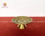 Mâm bồng bằng đồng vàng họa tiết chữ phúc hóa rồng màu vàng đậm đường kính 24cm - phụ kiện đồ thờ