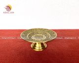 Mâm bồng bằng đồng vàng họa tiết chữ phúc hóa rồng màu vàng mộc đường kính 24cm - phụ kiện đồ thờ