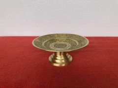 Mâm bồng bằng đồng vàng họa tiết chữ phúc hóa rồng màu vàng mộc đường kính 24cm - phụ kiện đồ thờ