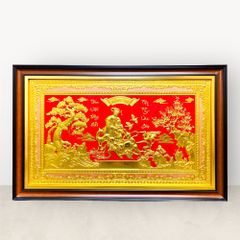 Tranh Mừng Thọ Bà bằng đồng vàng dát vàng KT68x107cm - tranh quà tặng Đồng Đông Sơn