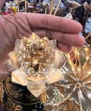 Bình gốm hoa sen đồng 18 cành mạ vàng bạc cao 45cm trang trí ban thờ