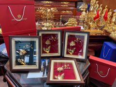 Tranh Hoa Lan đồng vàng mạ vàng 24K kích thước 30cm - Đồng Đông Sơn