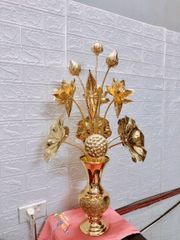 Bó hoa sen đồng 15 cành màu vàng  cao 70cm mẫu 2  trang trí ban thờ