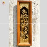 Tranh tứ quý đồng nền đen mạ vàng 24k | tranh tứ quý thúc tay thủ công KT 89x29cm