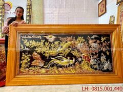 Tranh Vinh hoa phú quý dát vàng  14K khung gỗ KT 230x120cm - Tranh treo phòng khách