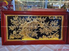 Tranh Vinh hoa phú quý bằng đồng dát vàng KT 170x90cm