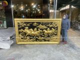 Tranh mã đáo thành công khung đồng dát vàng KT 227x127cm - Tranh bát mã treo phòng khách