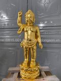 Tượng Đản Sanh bằng đồng dát vàng 9999 cao 41cm nặng 2,7kg