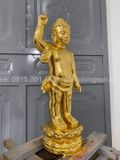 Tượng Đản Sanh bằng đồng dát vàng 9999 cao 41cm nặng 2,7kg
