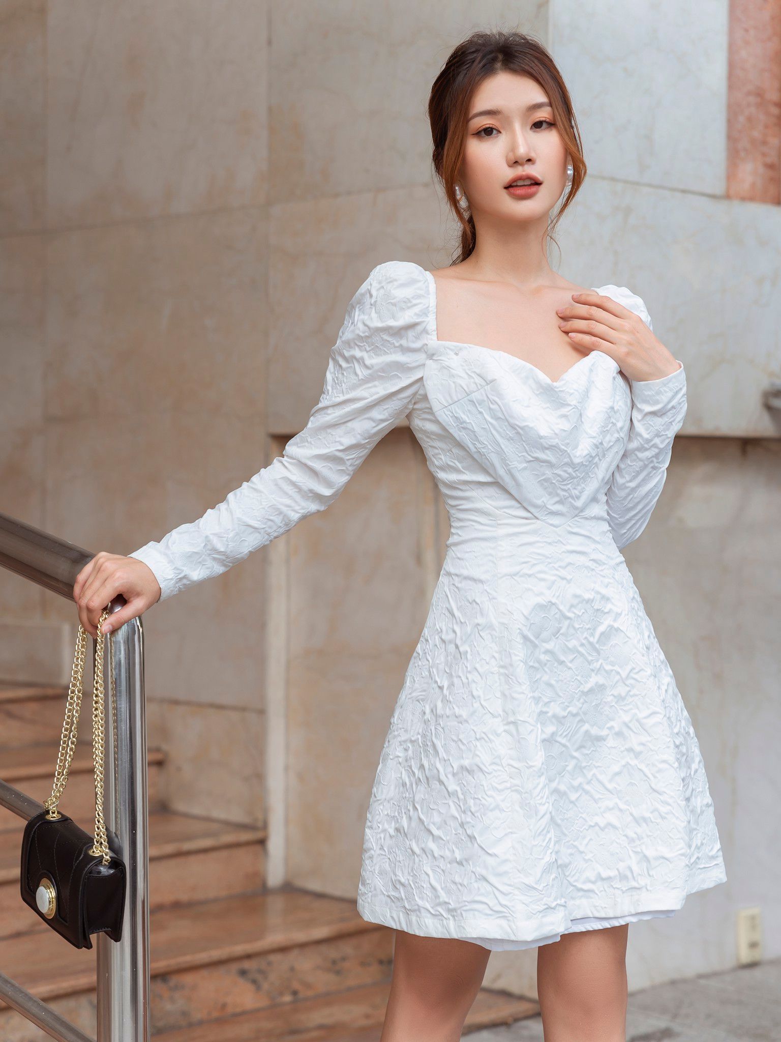 Đầm trái tim Otis tay dài
