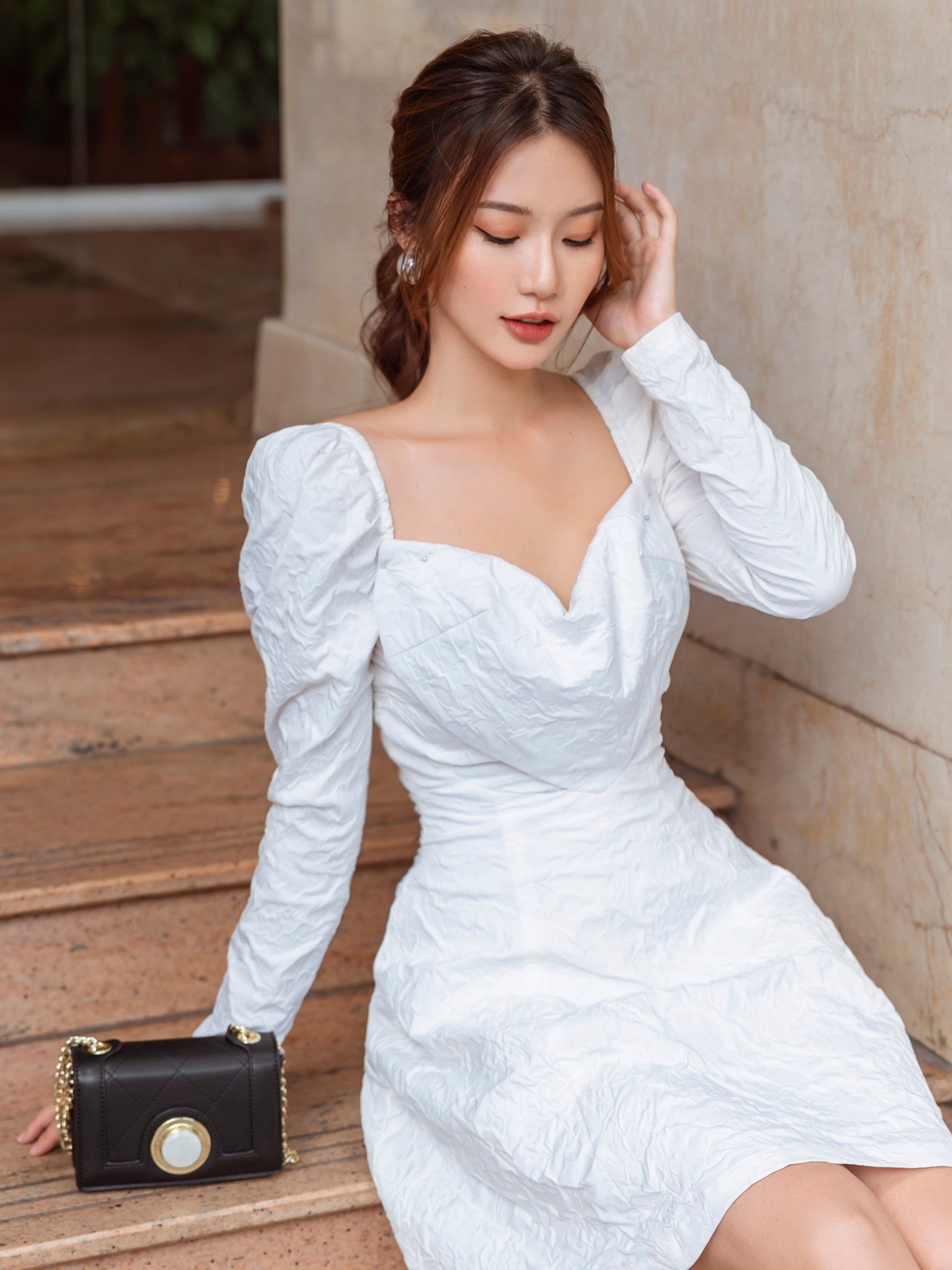 Đầm trái tim Otis tay dài
