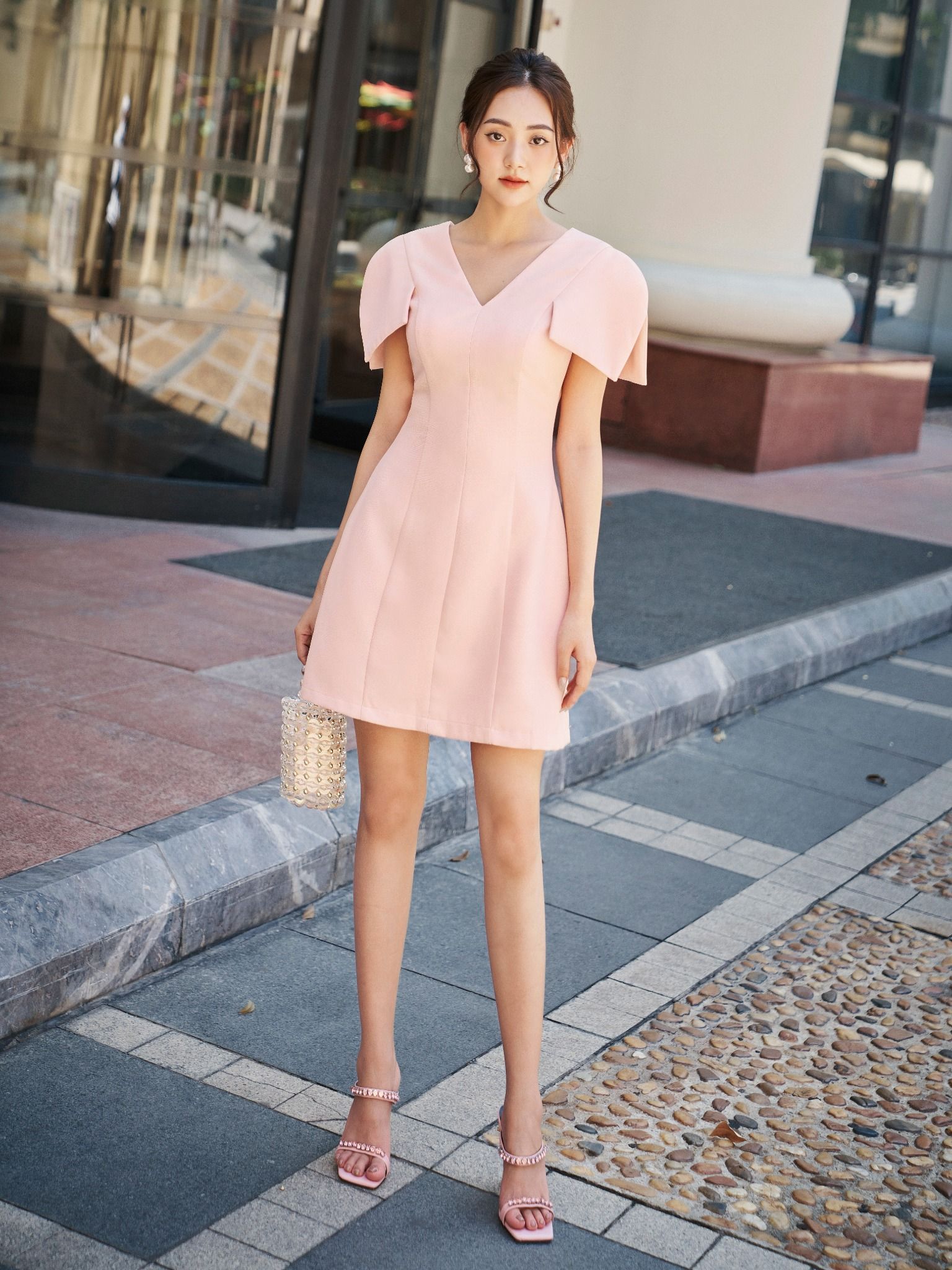 Đầm Ngắn Lanie Màu Hồng