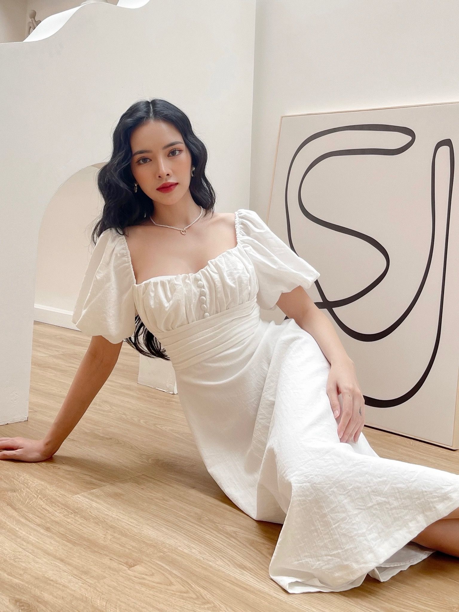 Đầm Dài Polana Màu Trắng