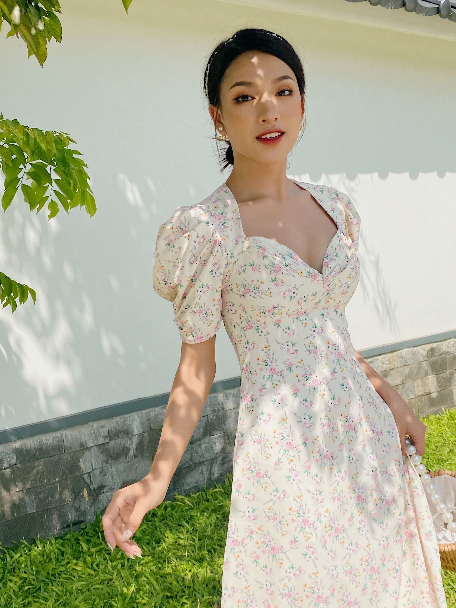 Đầm Dài Belinda Họa Tiết Hoa Vàng