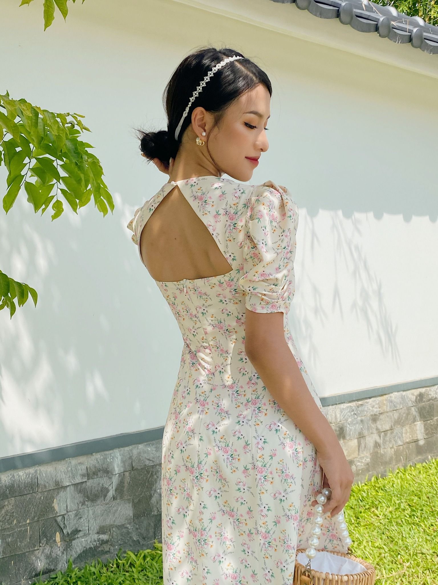 Đầm Dài Belinda Họa Tiết Hoa Vàng