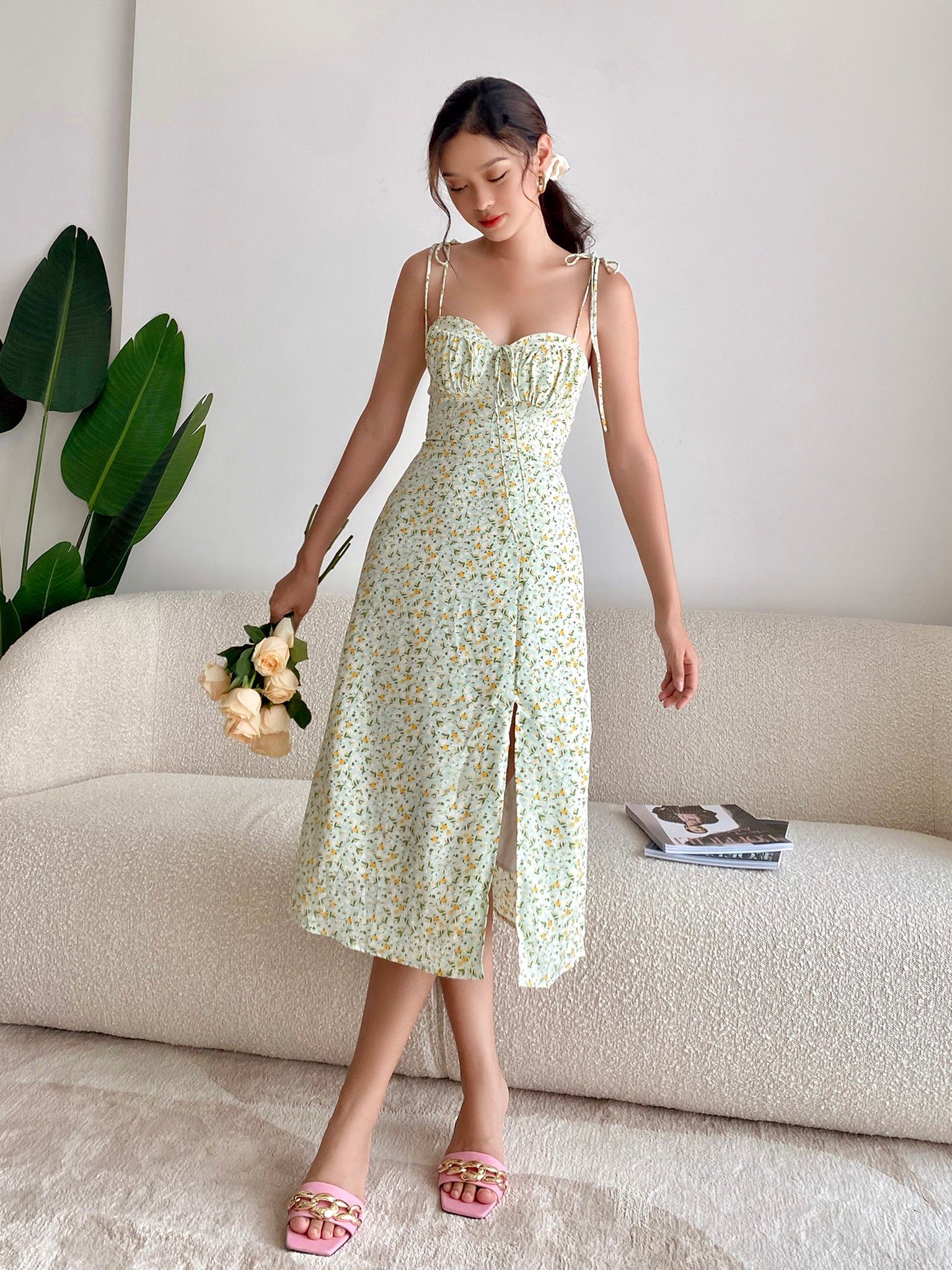 Đầm Dài Flory Hoa Tiết Hoa