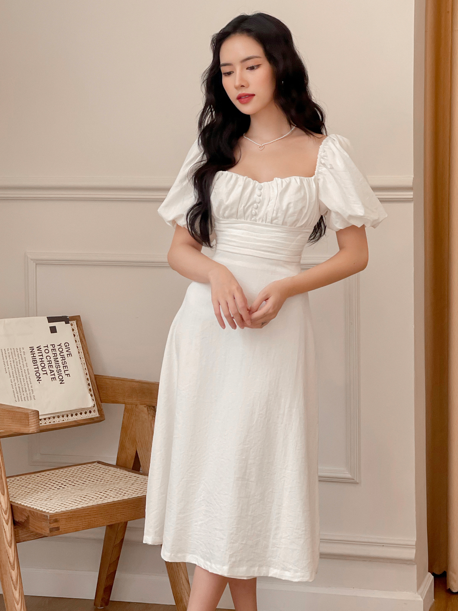 Đầm Dài Polana Màu Trắng