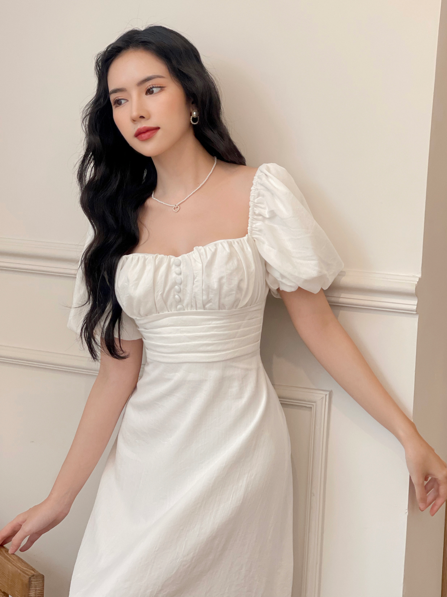 Đầm Dài Polana Màu Trắng