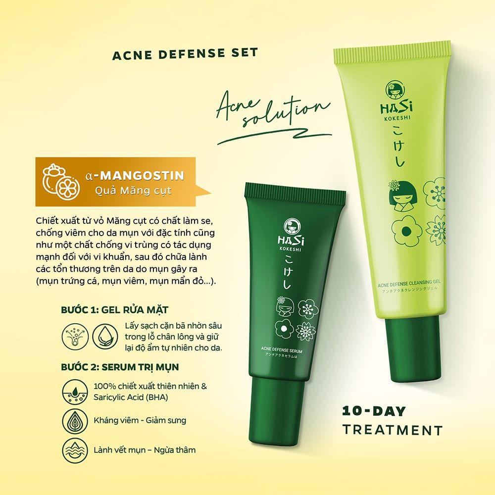 HASI Set trị mụn (Serum & Gel rửa mặt)