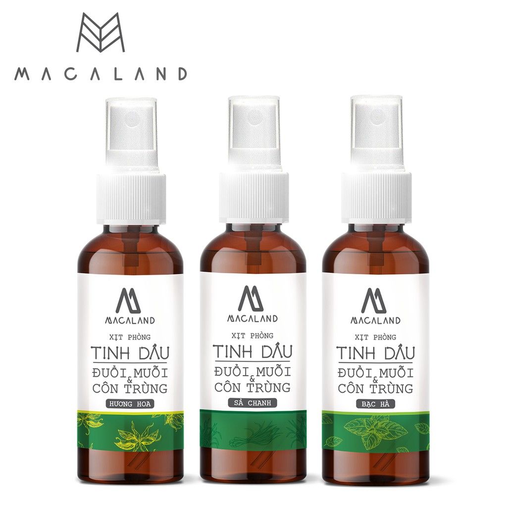 MACALAND Bình xịt phòng tinh dầu sả chanh 50ml