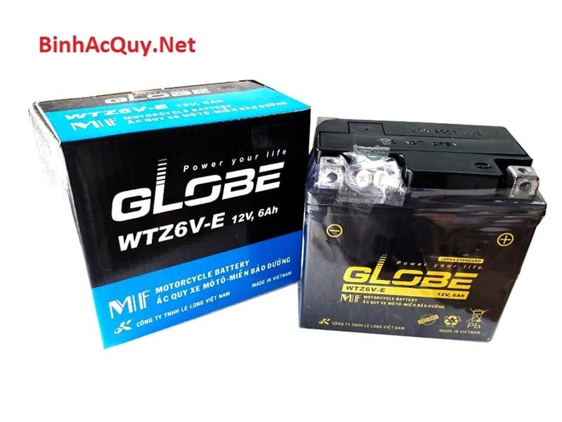 Bình ắc quy xe máy GLOBE 12V-6AH | Mã WTZ6V-E