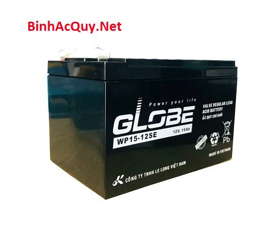 Bình ắc quy xe đạp điện Globe 12V-15AH | Mã WP15-12SE