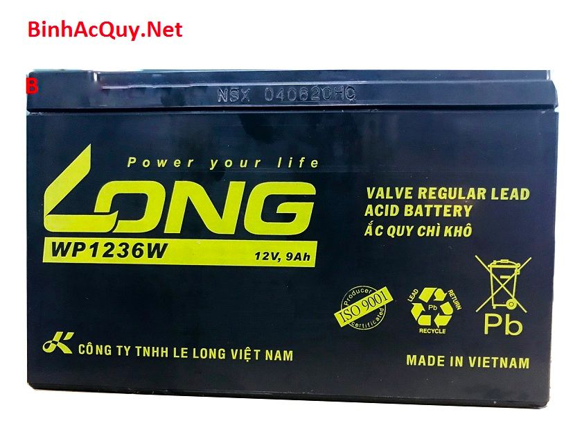  Bình ắc quy cửa cuốn Long 12V-9AH | Mã WP1236W 