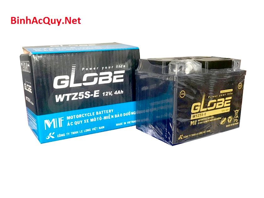 Bình ắc quy xe máy GLOBE 12V-4AH | Mã WTZ5S-E