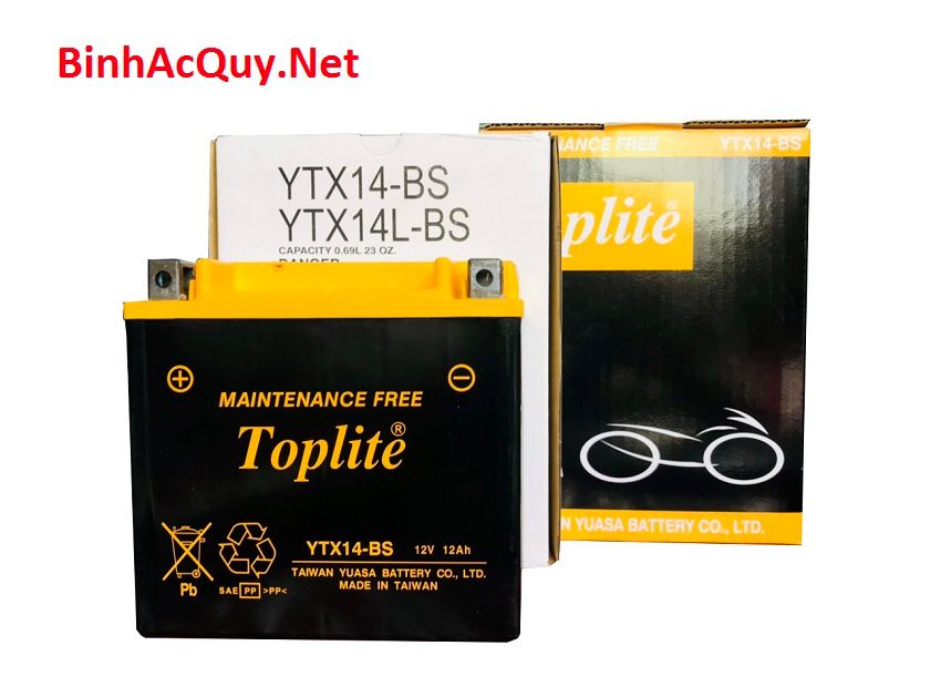 Bình Ắc Quy Moto Toplite YTX14-BS (12V-12Ah)